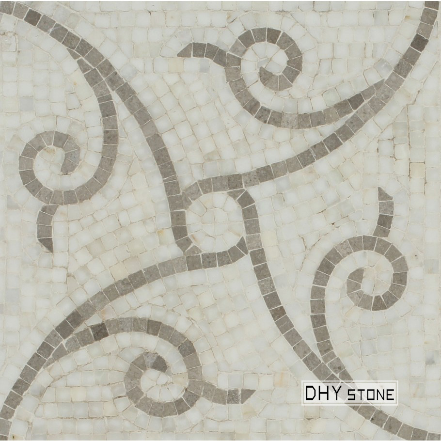 305-305mm-Flora-pattern-white&brown-stone-mosaics-