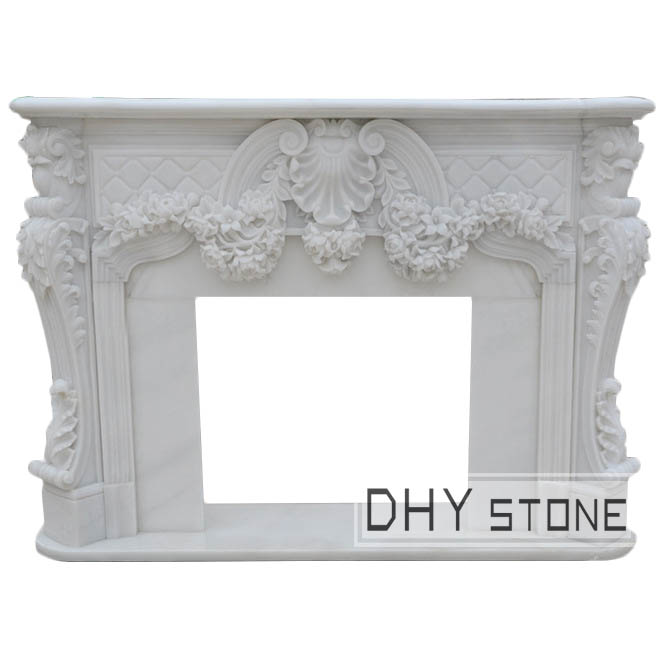 fireplace-white-flower-marble-dhy-stone