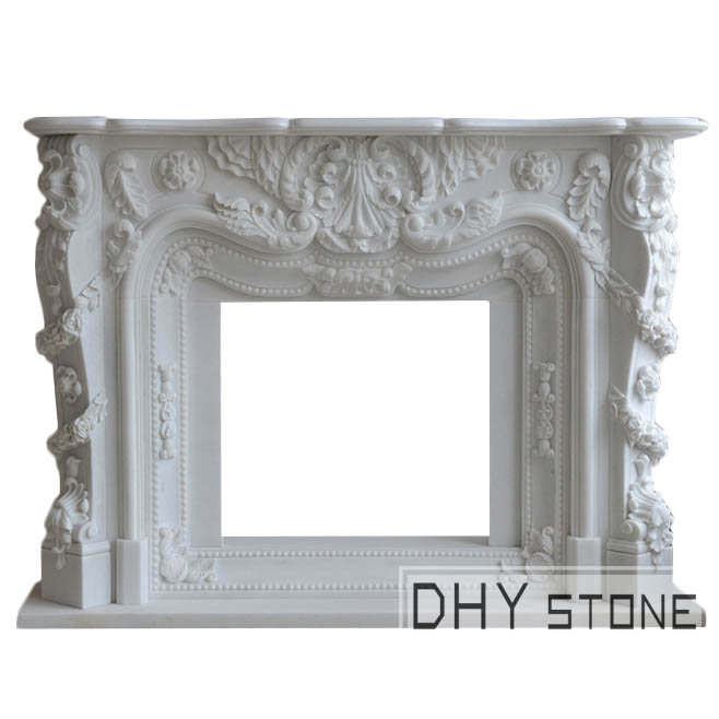 fireplace-white-marble-flower-interior-Decoration-dhy-stone