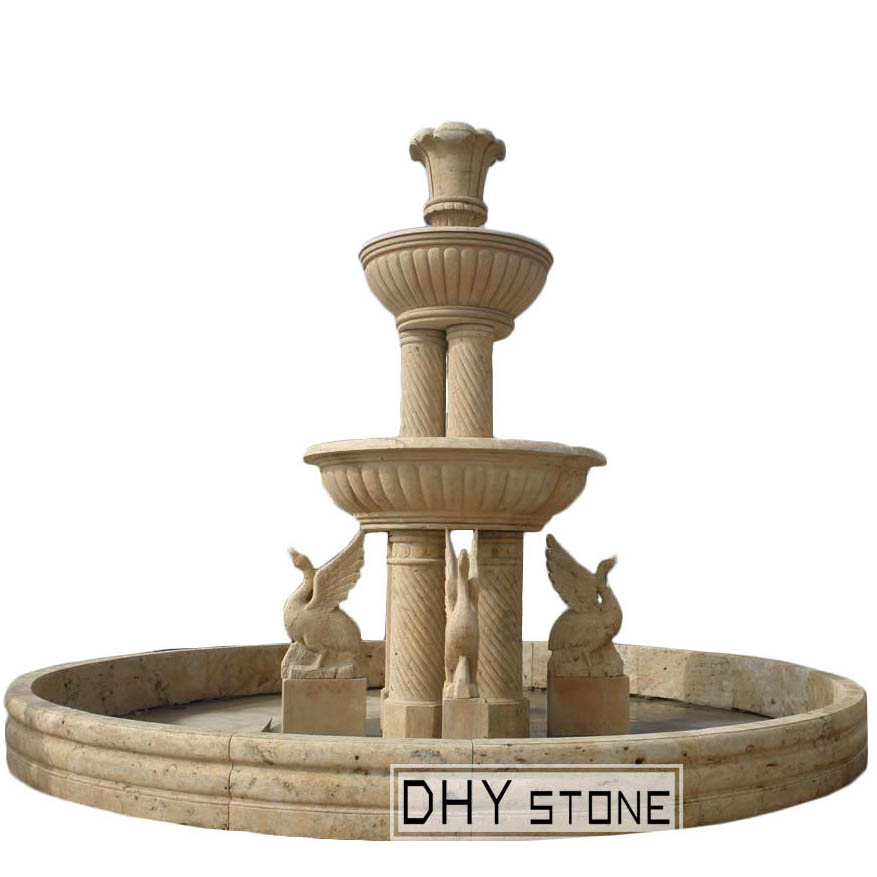 fountain-statue-garden-swan-granite-beige-dhy-stone