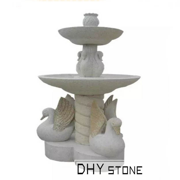 fountain-statue-swan-garden-dhy-stone