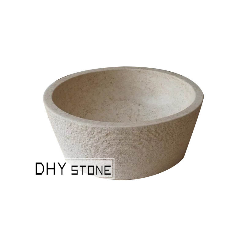 vessel-sink-basin-beige-granite-chiseled-round-dhy-stone