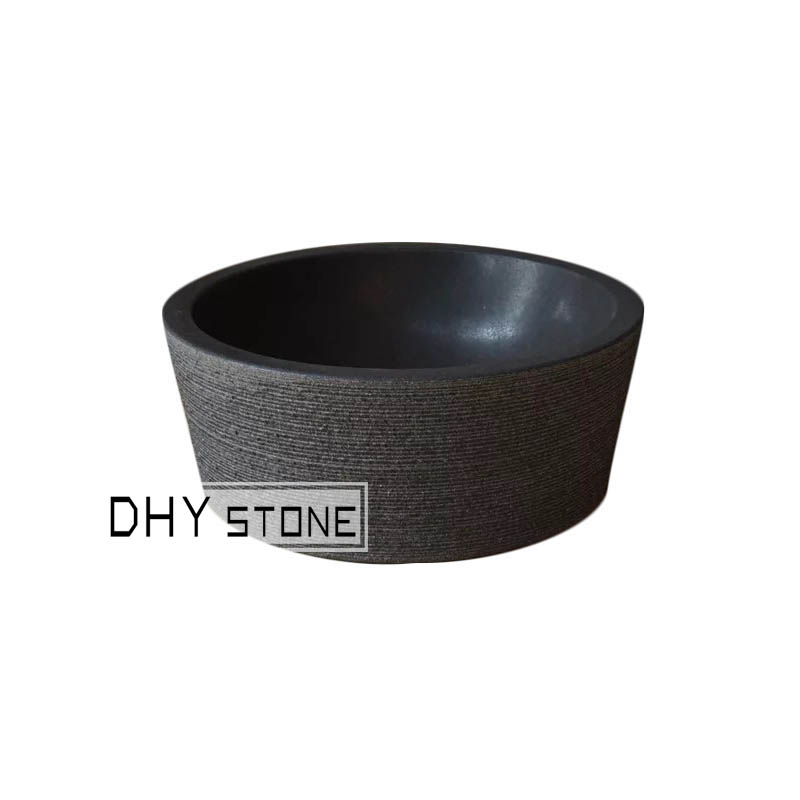 vessel-sink-basin-black-granite-natural-chiseled-round-dhy-stone
